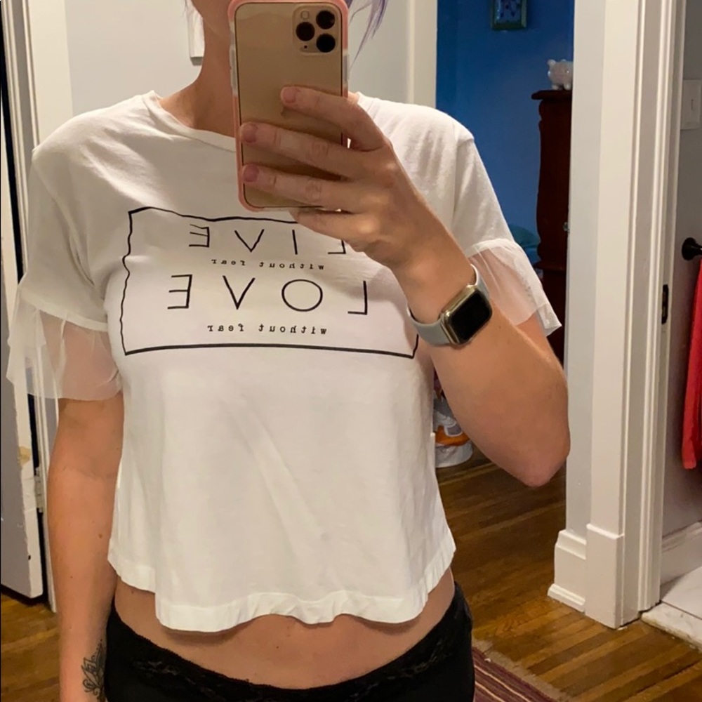 River island t shirt with net sleeves